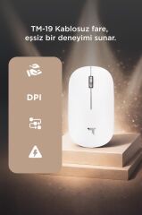 Mouse Çift Modlu Sessiz Kablosuz Fare TM19 Beyaz