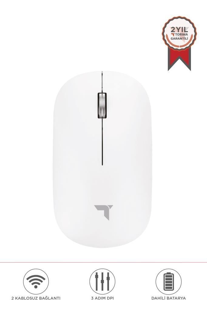 Torima TM-19 Beyaz Çift Modlu Sessiz Kablosuz Mouse Fare