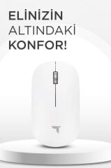 Torima TM-19 Beyaz Çift Modlu Sessiz Kablosuz Mouse Fare