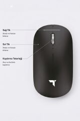 Mouse Çift Modlu Sessiz Kablosuz Fare TM19 Gümüş