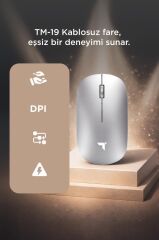 Mouse Çift Modlu Sessiz Kablosuz Fare TM19 Gümüş