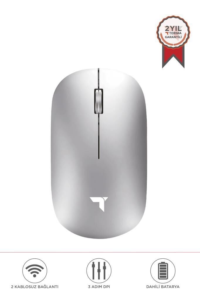Mouse Çift Modlu Sessiz Kablosuz Fare TM19 Gümüş