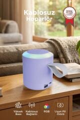 Bluetooth Hoparlör SD USB Destekli Taşınabilir Speaker D24 Mor