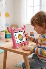 Tablet 4GB 128GB Android 13 Kılıf Hediyeli Çocuk Tableti T16 Pembe