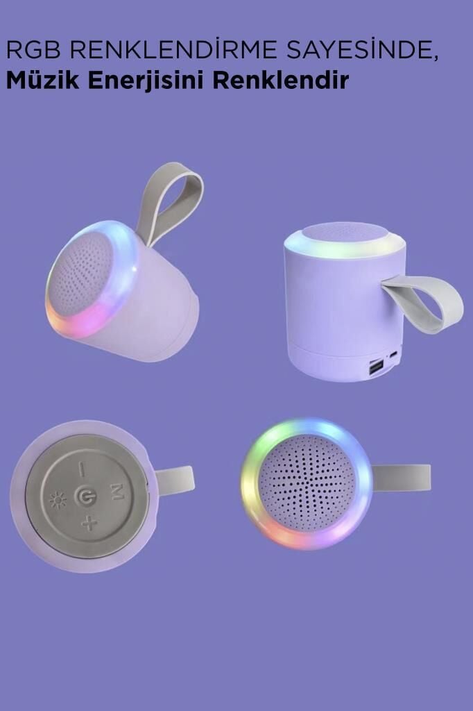 Bluetooth Hoparlör SD USB Destekli Taşınabilir Speaker D24 Mor