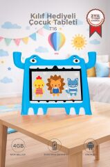 Tablet 4GB 128GB Android 13 Kılıf Hediyeli Çocuk Tableti T16 Mavi