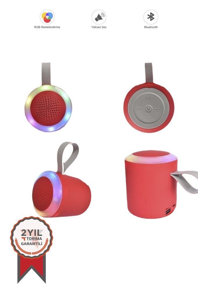 Bluetooth Hoparlör SD USB Destekli D24 Kırmızı