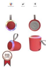 Bluetooth Hoparlör SD USB Destekli D24 Kırmızı
