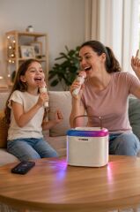 Bluetooth Hoparlör Çift Mikrofonlu Kablosuz Parti Speaker D51 Beyaz
