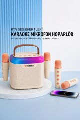 Bluetooth Hoparlör Çift Mikrofonlu Kablosuz Parti Speaker D51 Beyaz