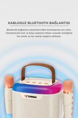 Bluetooth Hoparlör Çift Mikrofonlu Kablosuz Parti Speaker D51 Beyaz