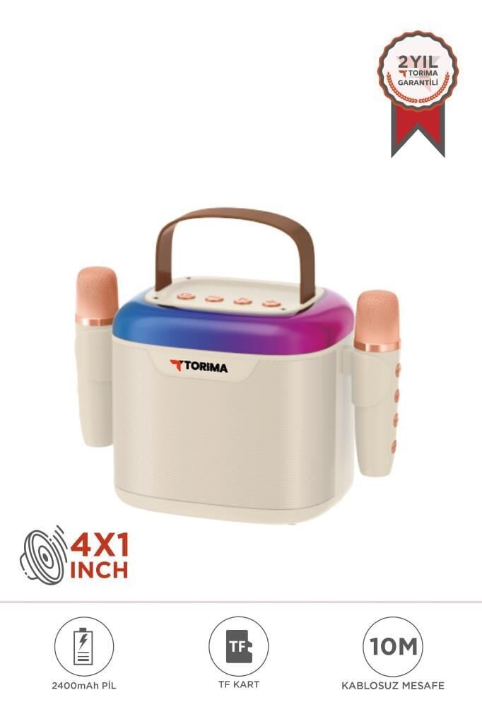 Bluetooth Hoparlör Çift Mikrofonlu Kablosuz Parti Speaker D51 Beyaz