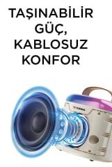 Torima D51 Beyaz Çift Mikrofonlu Kablosuz Parti Hoparlörü