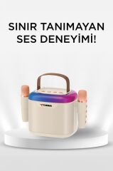 Torima D51 Beyaz Çift Mikrofonlu Kablosuz Parti Hoparlörü