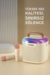 Bluetooth Hoparlör Çift Mikrofonlu Kablosuz Parti Speaker D51 Beyaz