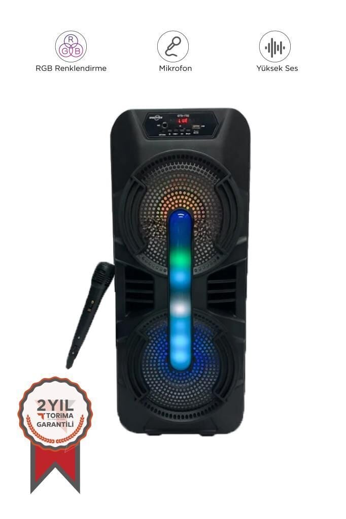 Bluetooth Hoparlör Rgb Işıklı Mikrofonlu GTS-1702 Siyah