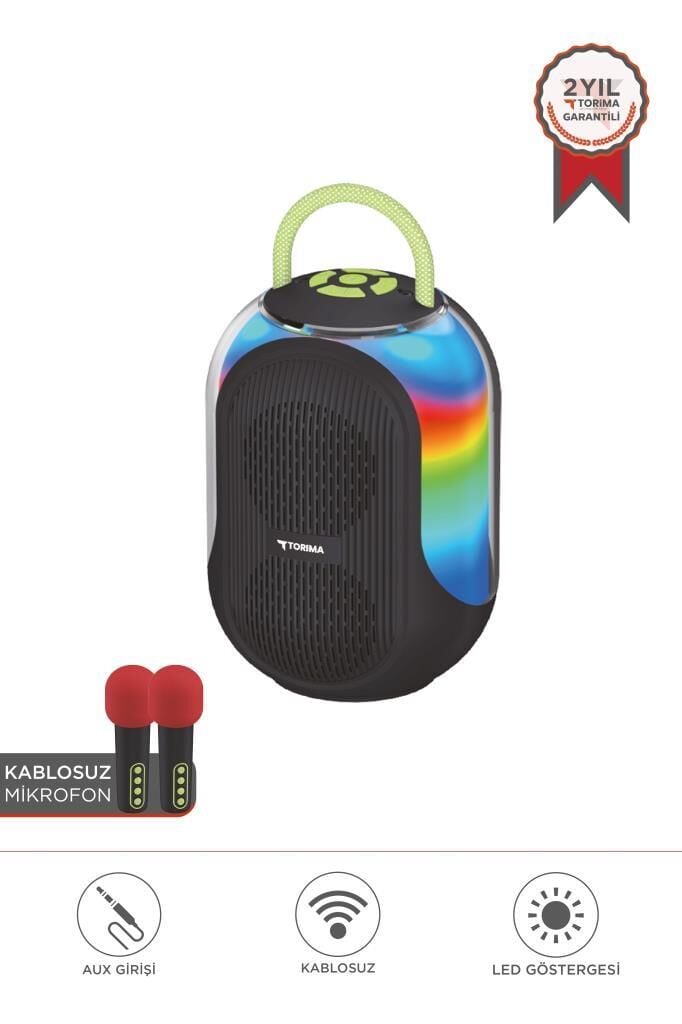 Torima D52 Siyah Çift Mikrofonlu Kablosuz Parti Hoparlörü