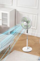 Torima SF-05 Beyaz Ayaklı 50W 3 Kademe 6 Pervaneli 16'' İnc Kumandalı Diğital Ekranlı Vantilatör Fan