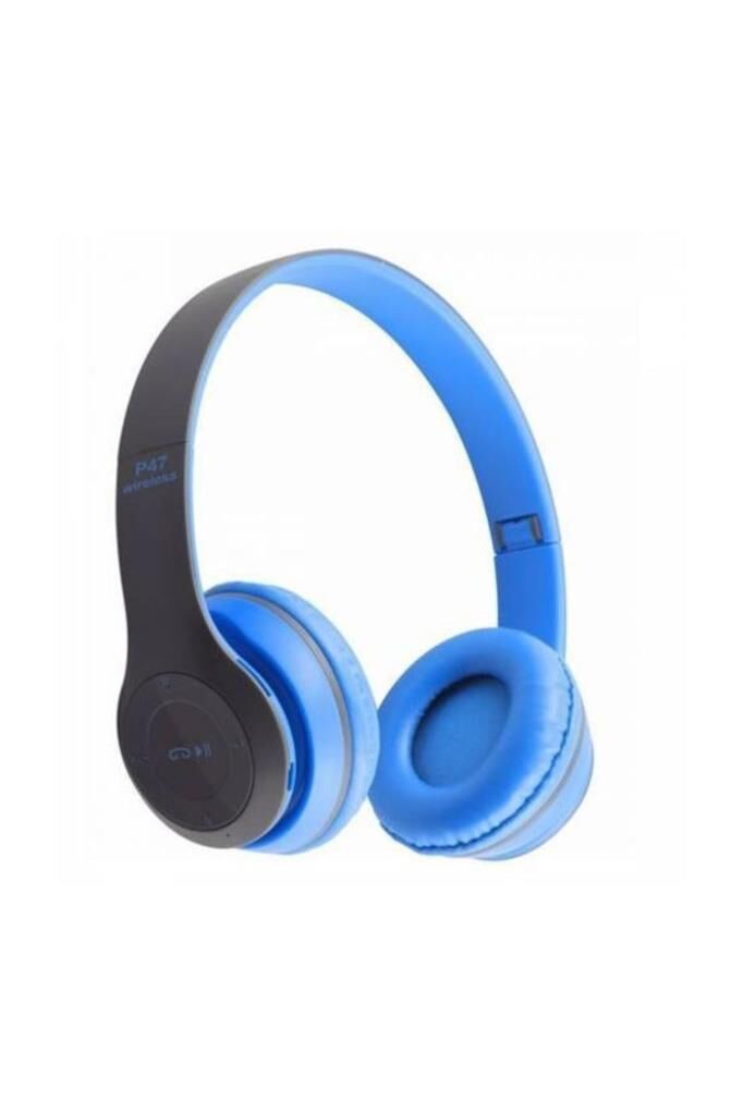 Bluetooth Kulaklık Kulak Üstü Kablosuz Kulaklık P47 Mavi