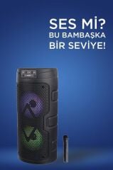 Torima GTS-2129 Siyah Mikrofonlu RGB Ledli Taşınabilir Bluetooth Hoparlör Parti Speaker