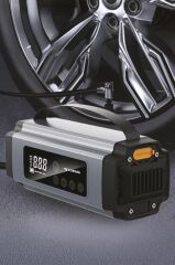 Araç Hava Kompresörü Akü Takviyeli Marş Özellikli Dijital Ekranlı Işıklı Taşınabilir Oto Kompresörü APS01