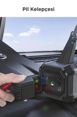 Araç Hava Kompresörü Akü Takviyeli Marş Özellikli Dijital Ekranlı Işıklı Taşınabilir Oto Kompresörü APS01