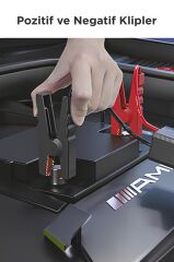 Araç Hava Kompresörü Akü Takviyeli Marş Özellikli Dijital Ekranlı Işıklı Taşınabilir Oto Kompresörü APS01