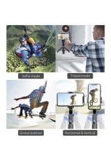 Torima Q08 Siyah Gimbal 360 Derece Uzaktan Kumandalı Taşınabilir Selfie Çubuğu Tripod