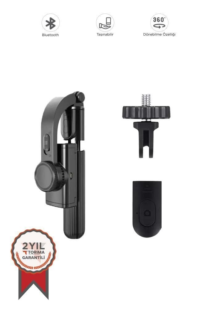 Torima Q08 Siyah Gimbal 360 Derece Uzaktan Kumandalı Taşınabilir Selfie Çubuğu Tripod