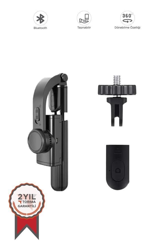 Torima Q08 Siyah Gimbal 360 Derece Uzaktan Kumandalı Taşınabilir Selfie Çubuğu Tripod