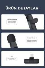 Yaka Mikrofonu Type-C Lightning Dönüştürücülü 2 Adet Kablosuz Mikrofon K9