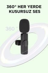 Yaka Mikrofonu Type-C Lightning Dönüştürücülü 2 Adet Kablosuz Mikrofon K9