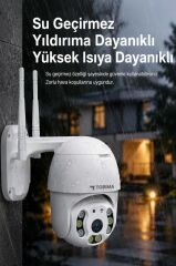 Güvenlik Kamerası 360 Derece Dönebilen Wifi Akıllı Ip Dış Mekan Kamerası CMR12 Beyaz
