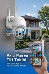 Güvenlik Kamerası 360 Derece Dönebilen Wifi Akıllı Ip Dış Mekan Kamerası CMR12 Beyaz