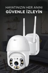 Güvenlik Kamerası 360 Derece Dönebilen Wifi Akıllı Ip Dış Mekan Kamerası CMR12 Beyaz