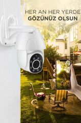 Güvenlik Kamerası 360 Derece Dönebilen Wifi Akıllı Ip Dış Mekan Kamerası CMR12 Beyaz