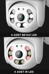 Güvenlik Kamerası 360 Derece Dönebilen Wifi Akıllı Ip Dış Mekan Kamerası CMR12 Beyaz