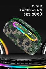 Bluetooth Hoparlör IPX6 Kablosuz 30W Speaker BOOMBOX680 Yeşil Kamuflaj