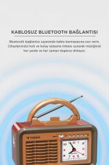 Bluetooth Hoparlör Nostaljik Radyo Kablosuz Speaker D60 Kırmızı