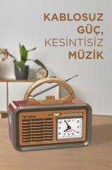 Bluetooth Hoparlör Nostaljik Radyo Kablosuz Speaker D60 Kırmızı