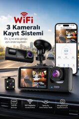 Araç İçi Kamera Gece Görüşlü LCD Ekranlı 1080P 3 Kameralı Araç Kamerası TA01 Siyah