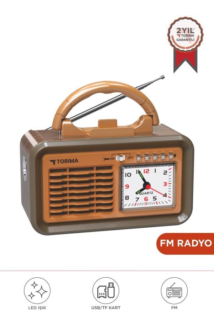 Bluetooth Hoparlör Nostaljik Radyo Kablosuz Speaker D60 Kahverengi