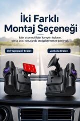 Araç İçi Kamera Gece Görüşlü 1080P G Sensörlü 3 Kameralı Geri Görüş Kamerası TA02 Siyah