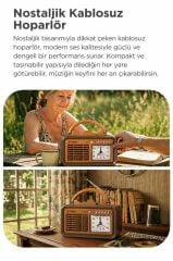 Bluetooth Hoparlör Nostaljik Radyo Kablosuz Speaker D60 Ahşap