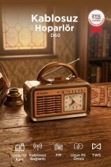 Bluetooth Hoparlör Nostaljik Radyo Kablosuz Speaker D60 Ahşap