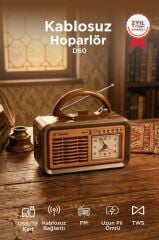 Bluetooth Hoparlör Nostaljik Radyo Kablosuz Speaker D60 Ahşap