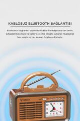 Bluetooth Hoparlör Nostaljik Radyo Kablosuz Speaker D60 Ahşap
