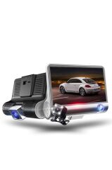 Araç İçi Kamera Gece Görüşlü 1080P G Sensörlü 3 Kameralı Geri Görüş Kamerası TA02 Siyah
