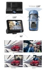 Araç İçi Kamera Gece Görüşlü 1080P G Sensörlü 3 Kameralı Geri Görüş Kamerası TA02 Siyah