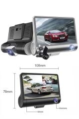 Araç İçi Kamera Gece Görüşlü 1080P G Sensörlü 3 Kameralı Geri Görüş Kamerası TA02 Siyah